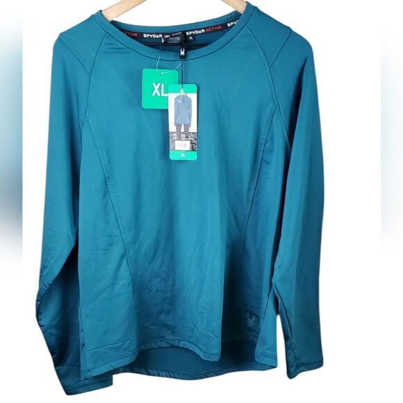 NWT Spyder Teal Green Base Layer Long Sleeve T-Shirt - Picture 1 of 7